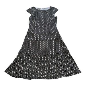 Anne Klein A-Line Fit & Flare Dress With Tiers Black & White  - Size 8